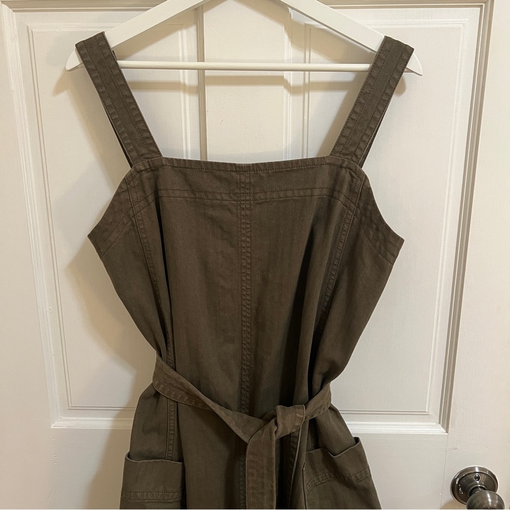 Everlane The Organic Cotton Herringbone Dress - M, Beech Olive Green - Picture 6 of 9